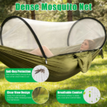 3-in-1 Camping Hammock with Automatic Pop-Up Mosquito Net, Lightweight 70D Nylon Portable Hammock Supports 440lbs, Dual Zipper Outdoor Hammock for Camping Hiking Backpacking Beach Backyard - Image 3