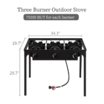 Replace 15455210 Outdoor Camp Stove High Pressure Propane Gas Cooker Portable Cast Iron Patio Cooking Burner (Three Burner 225000-BTU) - Image 2