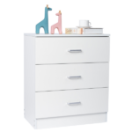 3-Drawer Tall Cabinet Particleboard Bedside Table with Textured Melamine Finish White - Image 8