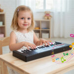 Black 37 Keys Kids Electronic Keyboard with Microphone, 8 Tones & 8 Rhythms Piano Toy for Ages 3+ - Image 2