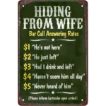 CIFbuy Retro Funny Metal Tin Sign Hiding From Wife Wall Decor For Bar Home Outdoor (TikTok, temu pick-up service)