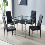 4pcs Elegant Assembled Stripping Texture High Backrest Dining Chairs Black Replace encoding 13028198-18410366 - Image 135