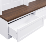 Farmhouse 4-in-1 Hall Tree with Wood Grain Bench, Mudroom Versatile Coat Rack with 2 Large Drawer, Entrance Organizer for Hallway, Living Room, White, 55.9"W - Image 7