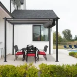 143.1" x 101.4" Retractable Canopy Metal Pergola, Heavy Duty Powder Coated Iron Frame Patio Pergola with Adjustable PA Coated Oxford Fabric Shade Canopy for Backyard Garden Lawn, Dark Gray - Image 11