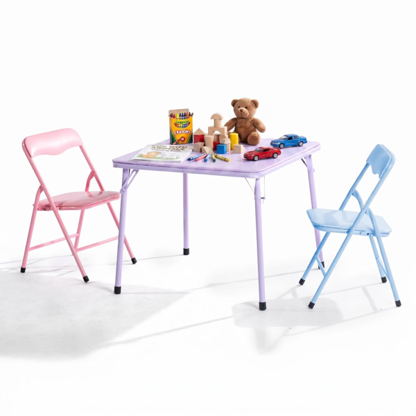 90964be3-ae91-4d50-844a-f0d30598eca8.png Kids Picnic Table and 2 Chairs Set, Foldable Table for Backyard, Camping and Crafts, Pastel - Image 1