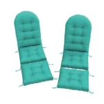 Outdoor Adirondack Chair Cushions – 44x19x4 inch Waterproof Rocking Chair Cushion with 17x19 Ottoman Cushion, Fade & Stain Resistant, Non-Slip Ties for Patio, Garden, Backyard Two-piece