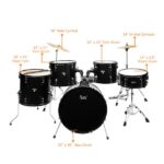 [Do Not Sell on Amazon] Full Size Adult Drum Set 5-Piece Black with Bass Drum, two Tom Drum, Snare Drum, Floor Tom, 16" Ride Cymbal, 14" Hi-hat Cymbals, Stool, Drum Pedal, Sticks - Image 37