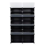 7-Tier Portable 28 Pair Shoe Rack Organizer 14 Grids Tower Shelf Storage Cabinet Stand Expandable for Heels, Boots, Slippers, Black - Image 2