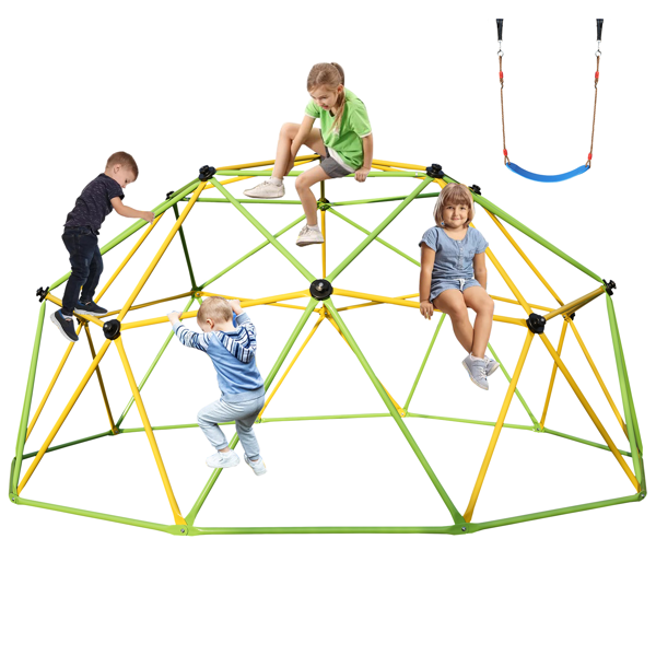 10FT Climbing Dome for Kids Jungle Gym Apply To Park Dome Climber With Swing Playground Equipment,Green