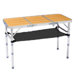 Outdoor Folding Camping Table, 3ft Portable Pinic Table with 3 Adjustable Height, Small Aluminum Foldable Lightweight Patio Side Table with Carry Handle for Outdoor Indoor Hiking Camp BBQ Beach
