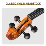 Brand new 4/4 acoustic matte tiger stripe violin set includes phonetic symbols sticker, tuner, string set, shoulder rest, rosin, bow, and premium gift box. - Image 5