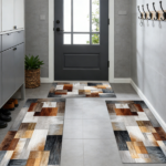 Three-piece kitchen rug set, non-slip and washable, abstract pattern kitchen hallway rug, soft and comfortable, suitable for sinks, floors, entrances, hallways and bathrooms. - Image 7