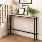 Same Code 71691605 39.4" Narrow Console Sofa Table with Power Outlets and USB Ports, Skinny Couch Table with Metal Frame and Charge Station with 4.9ft Extension Cord, Oak - Image 10