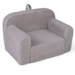 Kids Foam Sofa Chair with Teddy Fleece Fabric, Lightweight Portable Toddler Couch for Ages 3+ (Gray) - Image 3