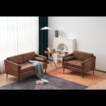 97*71*74cm 1.5 Seats Hot Stamping Cloth Surrounding Chair With Pillow Indoor Circle Chair Dark Brown - Image 11