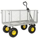 3-in-1 Oversized Steel Garden Cart , 880lbs Pullable Mesh Metal Garden Cart, All-Terrain Utility Cart with Removable Liner & Side Panels & Mesh Tray for Outdoor Lawn, Patio and Landscaping, Black - Image 28
