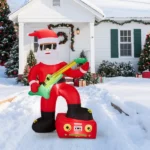 7.5FT Lighted Christmas Inflatable Decoration, Inflatable Black Santa Playing Electric Guitar, Funny Blow Up Yard Decorations with Built-in LED Lights for Holiday Party Front Yard Lawn Garden Decor - Image 11