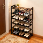 26.8*9.84*35.4in 6-Tier Flat Bamboo Shoe Rack, Coffee Color - Image 2