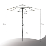 Outdoor 9ft Patio Umbrella with Crank Handle and Push Button Tilt, Outdoor Market Umbrella with 8 Ribs - Blue Stripe - Image 2