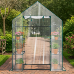 Mini Walk-in Greenhouse with PVC Cover, 4-Shelf Indoor Outdoor Plant Gardening Green House for Garden Backyard, 56" x 29" x 77", Transparent - Image 12