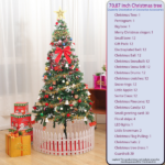 6ft artificial Christmas tree with LED energy-saving lights, including 195 pendant tree skirts and guardrails - Image 3