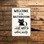 CIFbuy Vintage | 2D Flat Iron Metal Sign Black Cat Bathroom Wall Decor 8x12 Inch 1Pack Welcome To The Bathroom Rustic Plaque Art For Re TikTok, TikTok, r Re Self-pickup Logiopics - Image 6