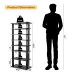 7-Tier Double-Row Shoe Rack with Adjustable Shelves, Anti-Tipping Narrow Storage Rack for Entryway Closet-Black - Image 3
