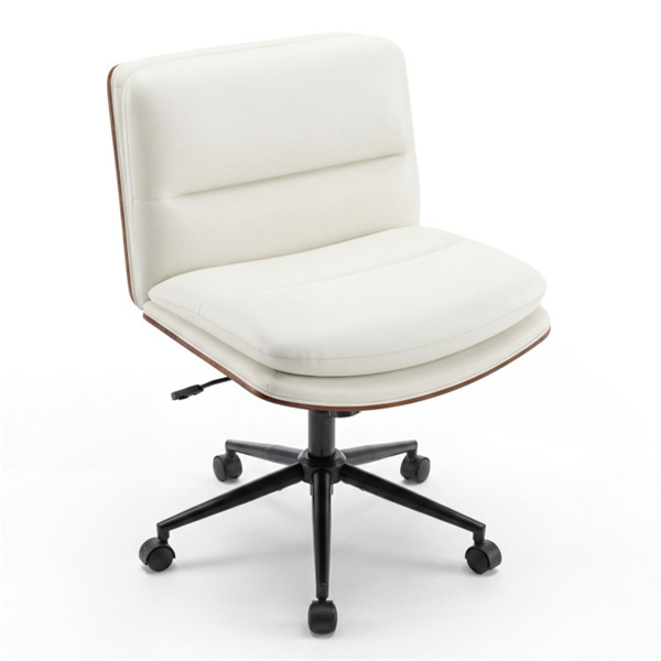 91269810_1 White Armless Office Chair , Curved Backrest & Wide Seat, 360° Swivel & Rocking Function - Image 1