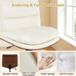 White Armless Office Chair , Curved Backrest & Wide Seat, 360° Swivel & Rocking Function - Image 5