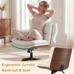 White Armless Office Chair , Curved Backrest & Wide Seat, 360° Swivel & Rocking Function - Image 6