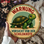 CIFbuy Vintage Turtle Crossing Metal Sign, German-Inspired Turtle Shell Wall Decor, 8x8 Inch Round Aluminum Plaque, Retro Reptile Room TikTok, TikTok, Self-pickup Logiopics - Image 2