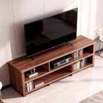 Dark Brown Particle Board TV Stand, 70.07"×15.75"×24.4" Double Layer Entertainment Center with Open Storage Shelves, Modern TV Console for Living Room & Bedroom - Image 5