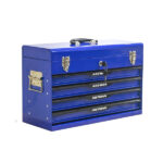 20-inch Steel Portable Tool Box With Drawers - Tool Storage Box Organizer With Metal Lock Closure Device - Powder-coated Tool Storage Cabinet (BLUE) - Image 4