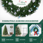 60in Pre-lit Christmas Wreath, Lighted Artificial Xmas Wreath with 220 Cold & Warm White Lights and 600 PVC Tips and DIY Ornaments, for Front Door Gate Wall Xmas Party Decorations, Light Green - Image 5