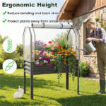 3-in-1 Metal Raised Garden Bed with Mini Greenhouse Cover, Elevated Planter Box - Black - Image 10