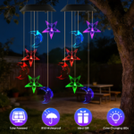 2PCS-Outdoor Solar Wind Chimes, Moon and Star Color Changing LED Light, Waterproof Hanging Decor for Patio Garden Yard, Perfect Gift