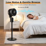 Black Portable Air Circulator Fan, 70° Horizontal Oscillation & 90° Tilt Fan with LED Touch Panel, Lightweight Standing Fan for Indoor Use - Image 9