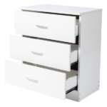 3-Drawer Tall Cabinet Particleboard Bedside Table with Textured Melamine Finish White - Image 12