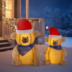 Set of 2 Lighted Plush Bear Christmas Decorations, Pre-lit Pull Up Holiday Decor with 60 Warm White LED Lights for Xmas Outdoor Indoor Decor Lighted Holiday Displays - Image 13