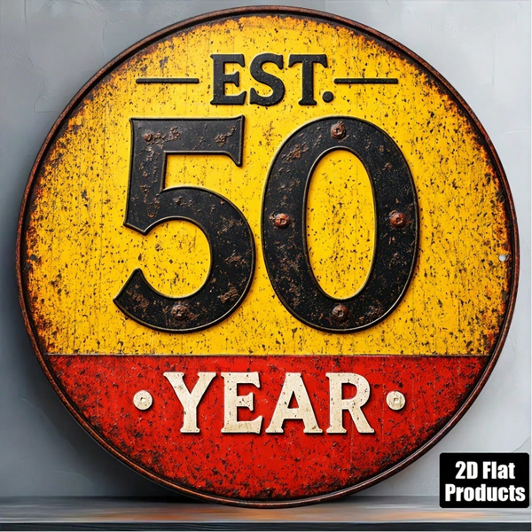 917d6421-9251-42d1-acc3-489675387ac6.png CIFbuy 1pc 8x8in 50th Anniversary Vintage Plaque, "" Anniversary Vintage Plaque, Plaque, 50 Years Established 2D Flat Round Sign TikTok, Temu Self-pickup LogiSiics - Image 1
