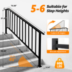 Handrails for Outdoor Steps Fits 5 to 6 Steps - Image 5