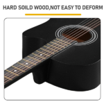 Matte Black 38-inch Acoustic Guitar with Picks, Strings, Capo, Case, Tuner, and Strap - Image 8