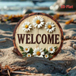 CIFbuy Welcome | Daisy Pattern Circular Iron Sign, 2D Flat Vintage Metal Wall Art, Rustic Welcome Theme Decor For Bedroom Bathroom Livi TikTok, TikTok, Livi Self-pickup Logiopics - Image 8