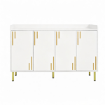 White 4-Door Buffet Storage Cabinet with Push-to-Open Soft Close Doors, Adjustable Metal Legs Anti-Tip Kits Engineered Wood Sideboard Coffee Bar Station for Kitchen Dining Living Room - Image 2