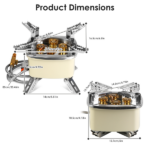 13KW Stepless Adjustable Camping Gas Stove Windproof 5 Burner Head Copper Preheating Tube, Piezo Ignition Compatible with Butane Propane ISO Canister Foldable Design with 33.5in Hose Storage Bag - Image 11