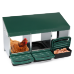 3 Compartment Roll Out Chicken Nesting Box with Plastic Basket, Egg Nest Box Chicken Laying Box Hens Chicken Coop Box, Green - Image 6