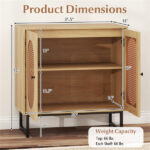 Natural PE Rattan Buffet Cabinet with 3-Level Adjustable Shelf, Boho Style & Soft-Close Hinges - Image 7
