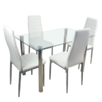 Same Code 65542081 4-seat simple rectangular cylindrical leg table tempered glass stainless steel clear glass 110 * 70 * 75cm - Image 6
