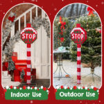 Lighted STOP Sign Christmas Yard Decorations, Pre-lit Road Sign SANTA STOP HERE with 70 LED White Lights and Stakes for Xmas Outdoor Holiday Indoor Decor Lighted Holiday Displays - Image 8