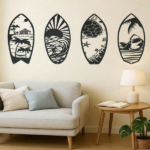 CIFbuy 4 Piece Metal Surfboard Wall Art Coastal Beach House Decor Modern Sculpture for Living Room Bedroom Kitchen Gift TikTok, temu pick-up service - Image 5